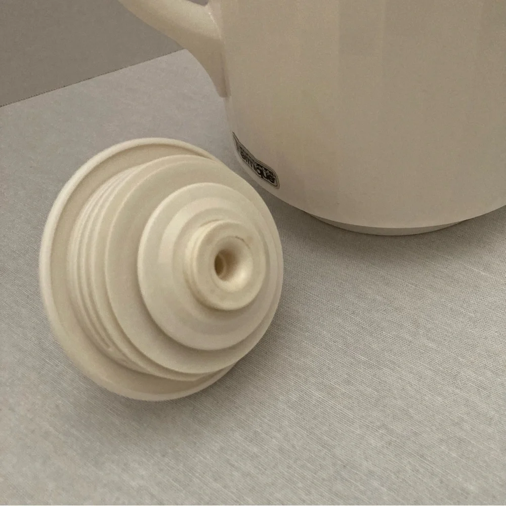 Vintage Corning Thermique White Ribbed Thermal Coffee Carafe w Lid